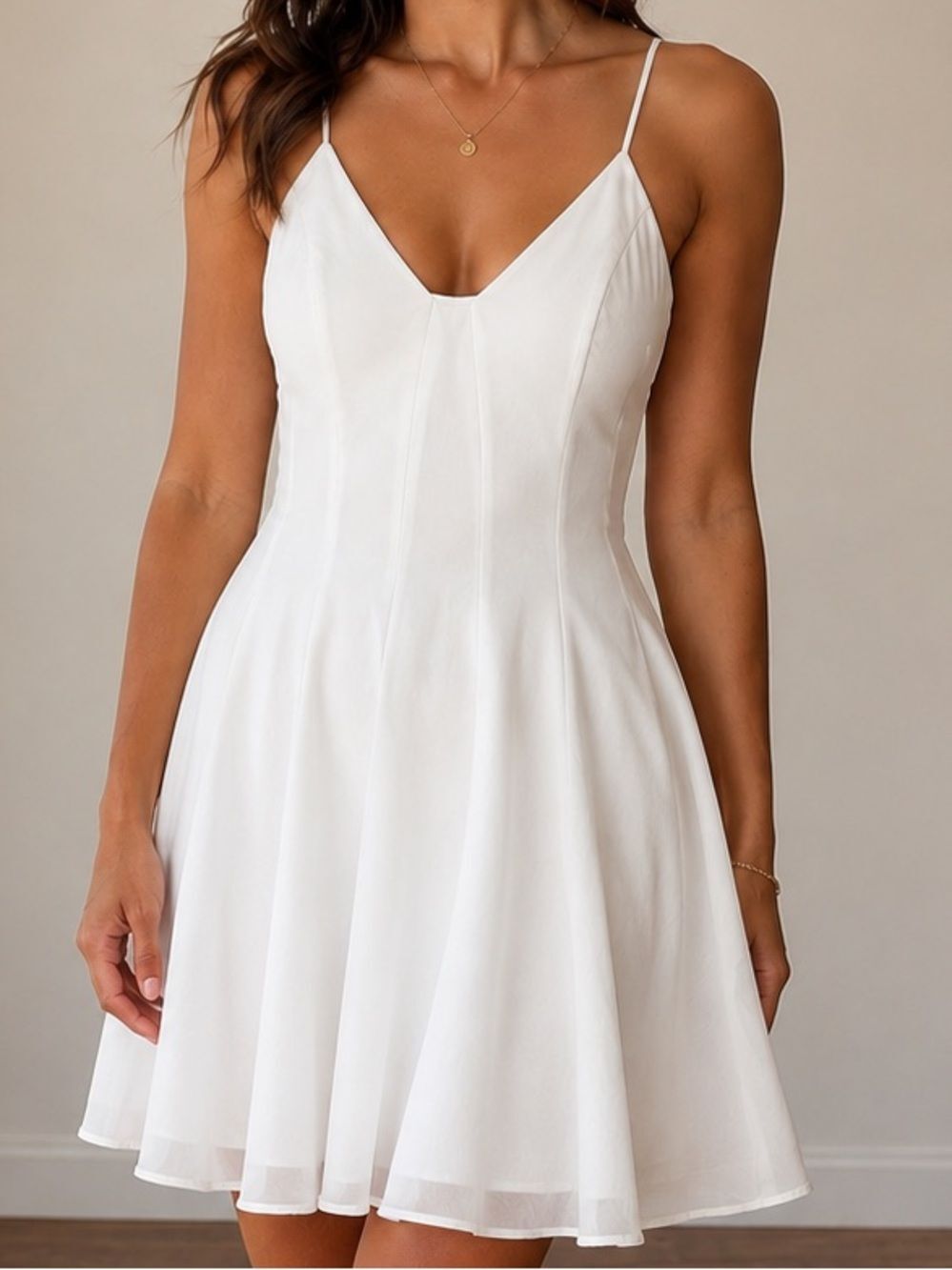 White Sleeveless Fit & Flare Dress - Picture 1 of 8